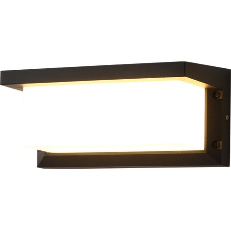 Zwei Sets moderner quadratischer Außenwandleuchten aus Aluminium, IP65, 18W, 1800lm, 6000K, schwarz.