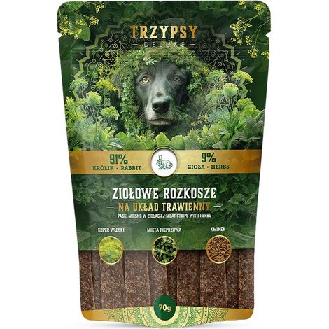 Premios para perros Trzypsy Delux - para el sistema digestivo - Tiras de conejo 70 g