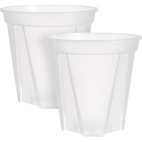 2 x Pots d'orchidée 24 cm avec trous Transparent Pot planteur de fleurs Pots de pépinière transparent Pots en plastique pour plantes Pots Jardin Pon clair Cactus rond PP blanc (1/5)