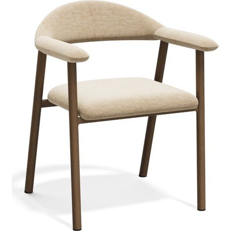 Lot de 2 chaises en velours chenillé beige HUDSON (1/5)