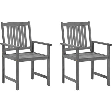 Sedie da Giardino con Cuscini 2 pz Sedute da esterno in Massello di Acacia Grigio (1/5)