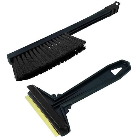 Kit de grattoir à glace pour voiture avec balai – rapide, facile et sans effort – Grattoir à vitre en laiton – Kit pratique – Grattoir à neige et brosse à neige – Noir (1/5)