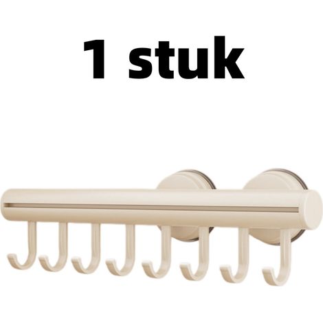 Support mural à ventouse rotative sans perçage, fixation robuste pour cuisine, 38 x 9 cm, blanc (1/5)