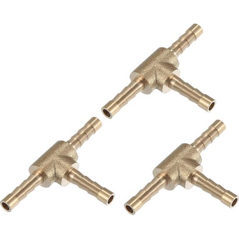 Raccord Tuyau Barbelé T 3 Pcs pour 3 Tuyaux Cuivre Taille 43x26x4mm (1.69x1.02x0.16 Pouces), Forme T, Pour Air, Eau, Carburant, Huile, Gaz, Connexion Rapide (1/5)