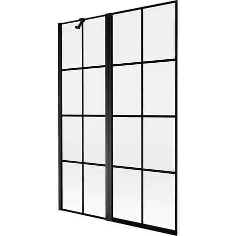 Mexen Mist paratia per vasca da bagno 2-anta sinistra 120 x 150 cm, griglia nera, nero - 8A9-120-011-70-77-L (1/5)