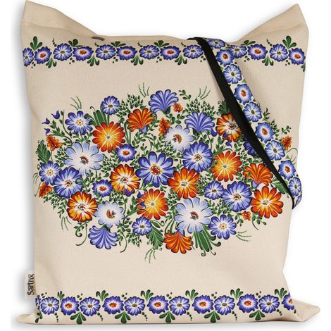 Borsa folk, fiori estivi Opole, impregnata, beige (1/5)