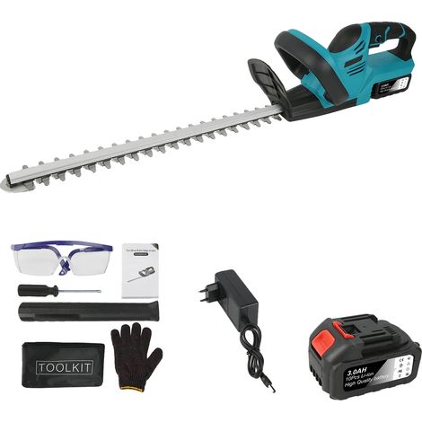 Taille-haie électrique, lame en acier à haute teneur en carbone, design sans fil, Bleu (1/2)