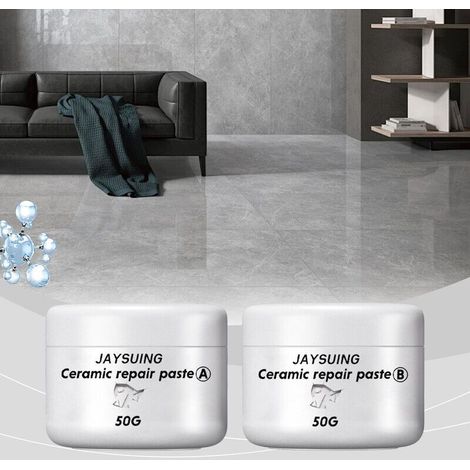 Enduit léger pour rebouchage de carrelage 100 g, pâte professionnelle à séchage rapide et étanche, kit complet avec colle et outils de polissage, idéal pour réparation carrelage mural, baignoires et s (1/5)