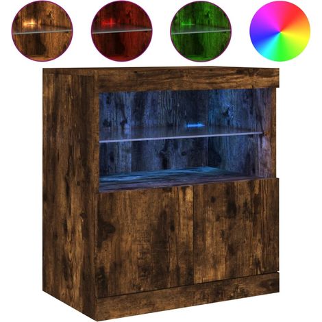 Maison Exclusive - Aparador con luces LED roble ahumado 60x37x67 (1/5)