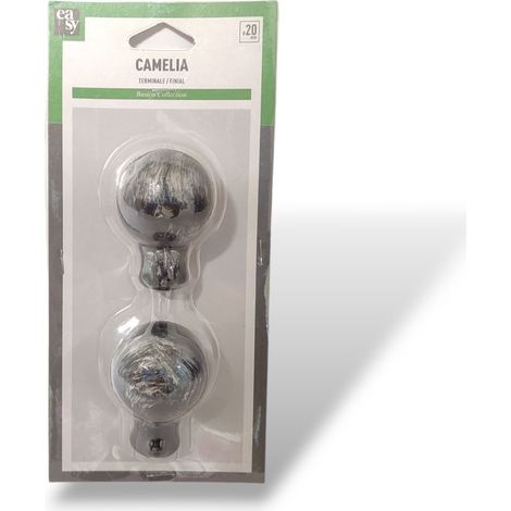 2PZ TERMINALE DECORATIVO CAMELIA D.20MMCOL.NERO-ARGENTO (1/4)