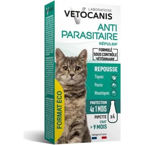 Vetocanis Antiparasitäres Katzen-Pipetten-Set von 4 Transparent