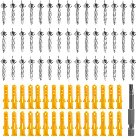 Juego de 50 piezas de clavos sin costura, tornillos de doble cabeza para zócalos y reposapiés de madera, seguridad especial.