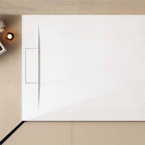 Exagonshop Piatto doccia 100x80 effetto pietra ardesia bianco in