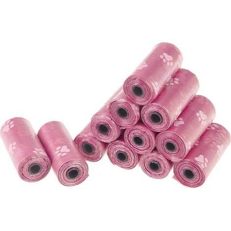 Sacs à Déchets Pour Animaux De Compagnie Sacs Pour Chien Poop Sacs à Papiers Biodégradables Sans Parfum Rose 12 Rouleaux (1/5)