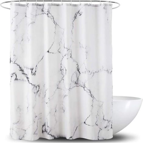 Rideau De Douche - Tissu Gris Galet - Imperméable Anti-moisissure - 180 x 180 cm (1/5)