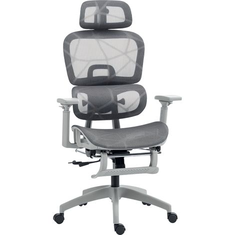 Sedia da ufficio, sedia ergonomica in rete con braccioli 3D, schienale reclinabile, 66x64x122 cm, grigia
