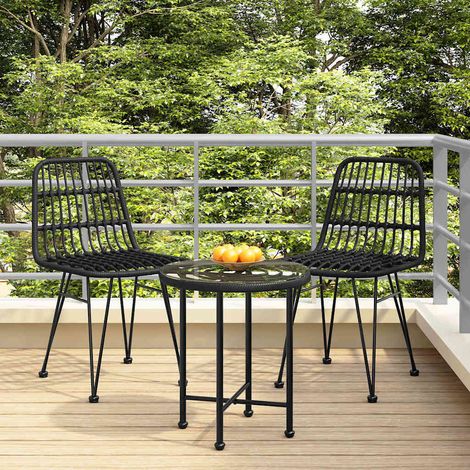 vidaXL Chaises de jardin lot de 2 Noir 48x62x84 cm Résine tressée (1/5)