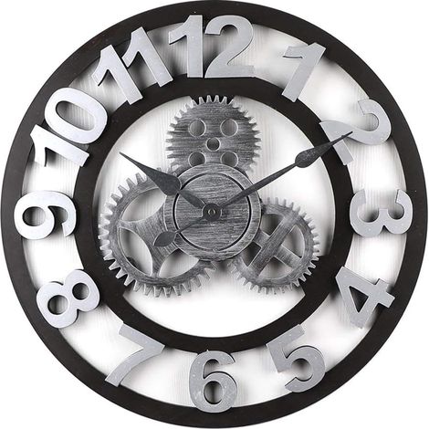 Horloges murales, Horloge murale 3D, Horloge murale Steampunk, Horloge murale classique vintage en métal, Horloges rétro silencieuses - 45 cm