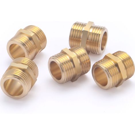 Noyon & Thiebault – Raccord laiton double mâle égal M3/8 (12x17) – Pour installations eau potable et chauffage – Pression max 10 bar – Étanchéité par joints fibres - 189-12S5