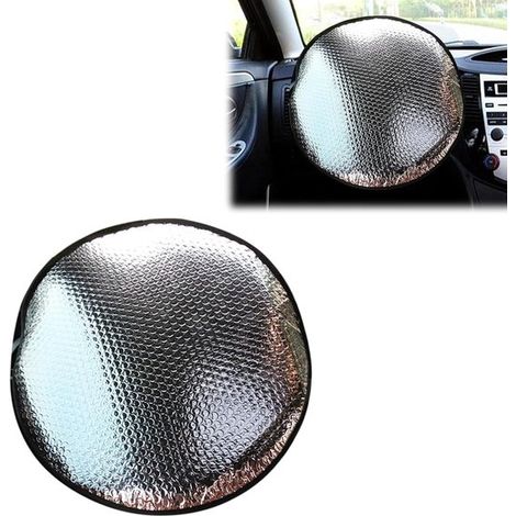 coprivolante in lamina di alluminio, coprivolante in poliestere da 18,11 pollici con corona, con fissaggio a scatto, adatto alla maggior parte dei modelli di auto (colore argento) (1/4)