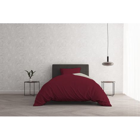 Italian Bed Linen Copripiumino Natural Color, Cotone, Bordeaux/Panna, Piazza e Mezza (1/4)