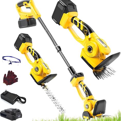 3-in-1 Cordless Pole Hedge Trimmer Telescopic Grass Cutter & Shrub Shear Lightweight Electric Garden Pruner Lawn Trimming Bushes Trees Cordless Hedge Trimmer Handheld Hedge Grass Cutter Trimmers