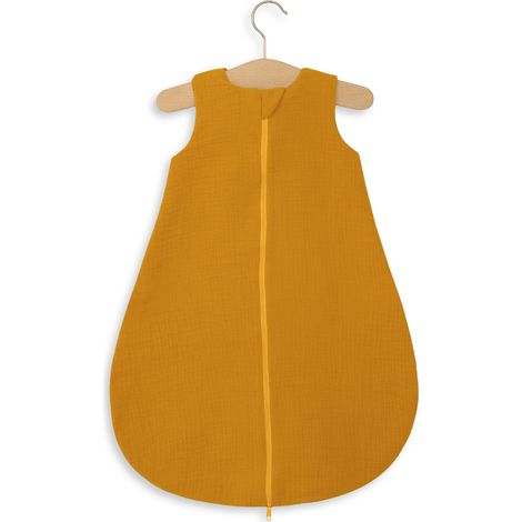 Runder Musselin-Schlafsack für Kinder S 0-6 Monate Sommer TOG 1.0 - Senf (1/5)