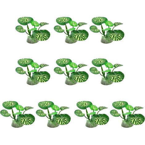 Lot de 10 plantes artificielles pour aquarium, terrarium ou jardin, à couler et à l'aspect réaliste. Décoration aquatique et paysagère. (1/4)