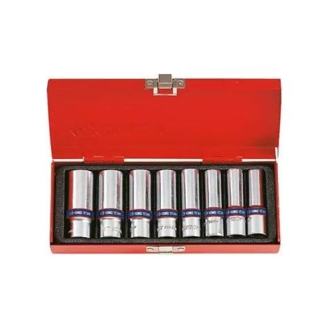 King Tony Set di bussole lunghe 8 pezzi in acciaio cromato