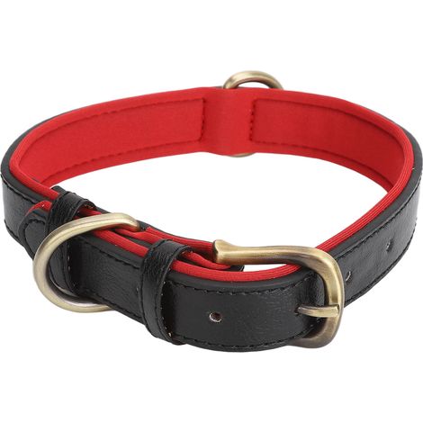 Collier chien cuir PU anti-perte, tissu néoprène respirant pour chien moyen grand, collier animal réglable. (1/5)