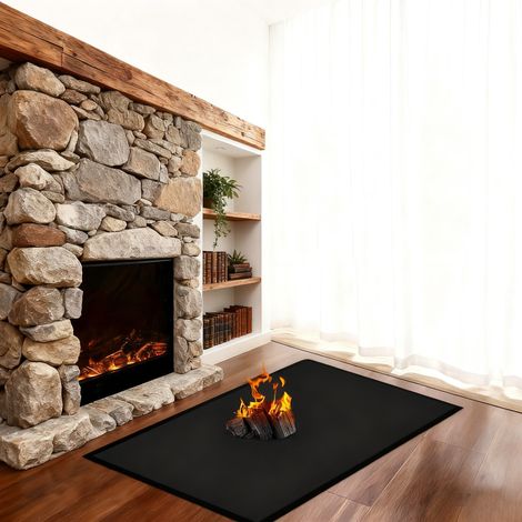 Tapis de foyer ignifuge pour cheminées,193x132cm,tapis de cheminée pour poêle à bois et utilisation intérieure et extérieure (1/5)