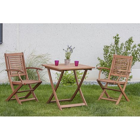 Cordoba Set 3tlg 2 Sessel Klapptisch 70x70cm Eukalyptus