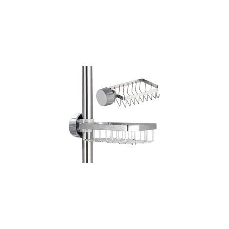 FLITI 2x Stainless Steel Shower Soap Dish, No Drilling Required, for 20-32mm Rods, Shampoo and Sponge Holder for Bathroom (1/5)