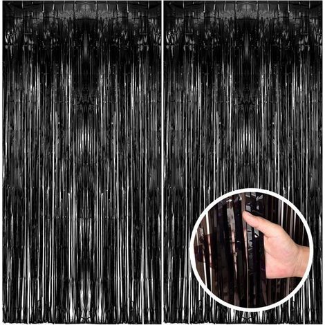 Rideaux à franges pour décoration de fête (lot de 2, noirs) – Thèmes Halloween, « Twilight » et sorciers (1/4)
