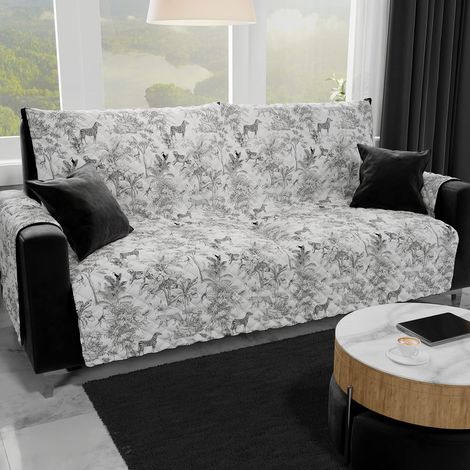 Housses de Canapé, Housse de Canapé Réversible, Housse de Fauteuil, Housse Canapé 1 Places, Protection Canapé, Fleurs Grises, 100% Made in Italy (1/4)