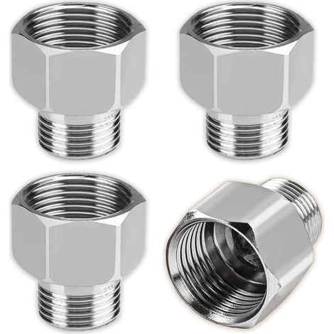 4 Pièces Adaptateur Robinet de 1/2" à 3/8", Raccord Plomberie En Acier Inoxydable Adaptateur Fileté Réducteur de Manchon Réducteur Pour Raccords de Tuyaux (1/5)