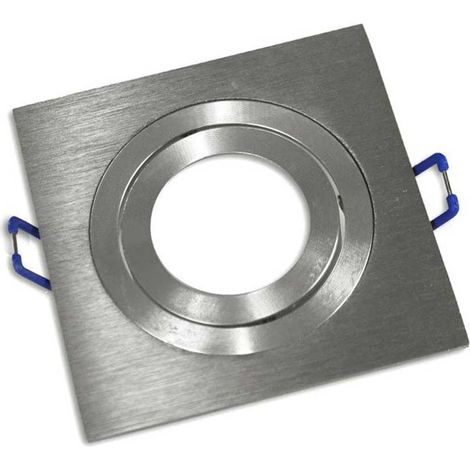 Porta faretto ad incasso quadrato acciaio orientabile portafaretto per soffitto supporto faretti con molle 92 mm argento (1/2)