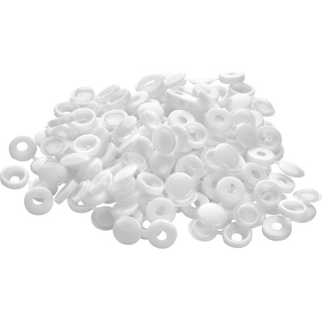 SOTECH Abdeckkappen Ø 13,3 x 3,5 mm für Senkkopf-Schrauben (Panhead-Schrauben mit Flachrundkopf) bis Ø 8,5 mm Kopfdurchmesser, 100 Stück - weiß