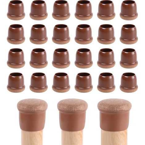 24 pcs Pieds de Chaise Silicone 14-19mm Protege Pied de Phaise,Plaquettes Pieds Meubles Chaise,Housses de Table Antidérapantes pour Meubles,Protections Bois pour Pieds de Meubles Marron Rond (1/5)