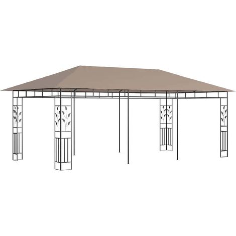 Tonnelle Barnum de Jardin, Pavillon, Pergola, Tente de jardin, avec moustiquaire 6x3x2,73 m Taupe 180 g/m² OIB6587E (1/5)