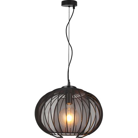V-TAC Lampadario a Sospensione E27 60W Diffusore Tessile Ø400mm Nero Opaco 24116