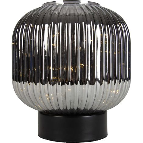 QAZQA Lampe de table Art Déco noire avec verre fumé avec cordon (1/5)