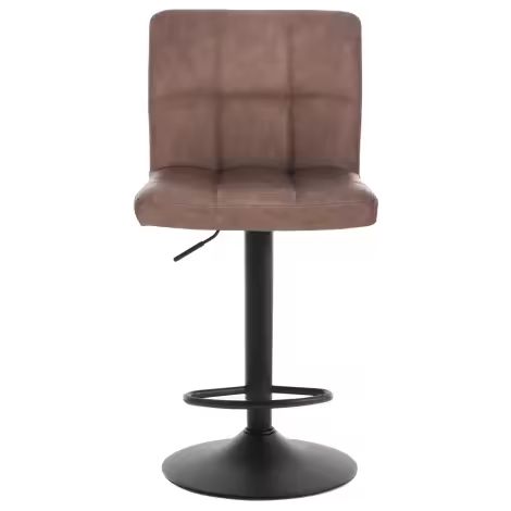 Tabouret de bar en similicuir et métal, avec dossier et accoudoirs, pivotant, réglable en hauteur, marron foncé (1/5)