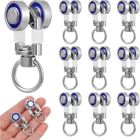 Lot de 10 Poulies Métalliques avec Roulements pour Rails De Rideaux Accessoires De Remplacement Faciles À Installer Compatible avec Tringles Et Glissières De Rideaux Intérieurs (1/5)