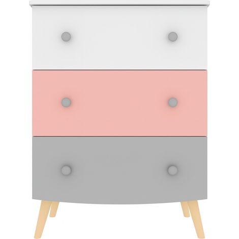 CASSETTIERA PER BAMBINI BIANCO, GRIGIO E ROSA RINGO