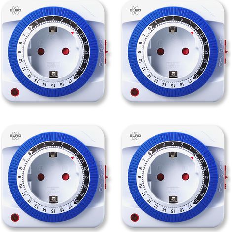 4er Set Analoge Zeitschaltuhren für Steckdosen, 24 Std. Timer mechanisch, 7,8cm