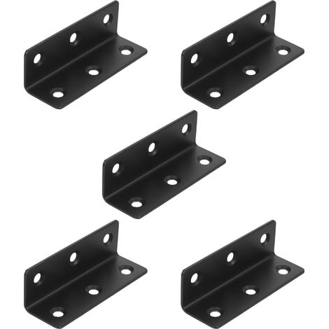 Lot de 5 équerres de support d'angle en métal noir pour meubles - Lot de 5 équerres de support d'angle en métal noir pour meubles (1/5)