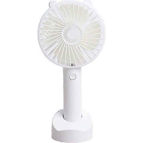 Mini ventilateur électrique portable d'été avec poignée, outil de rafraîchissement avec support, blanc, idéal pour les étudiants, l'extérieur, les dortoirs et les bureaux.-AquaForge (1/4)