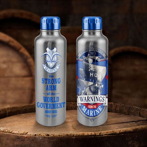Paladone Flasche de Wasser de Edelstahl de mit Deckel de Schraubverschluss de 500 ml de Marines de One Piece, offiziell lizenziert für Anime-Fans, Merchandising de Kultur pop
