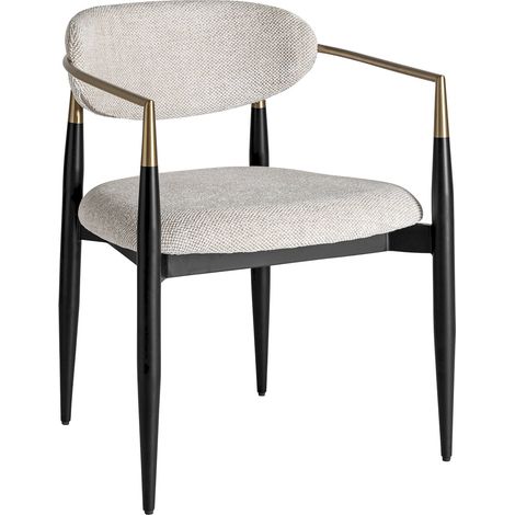 Lot de 2 chaises art déco avec accoudoirs - beige chiné, noir et doré (1/5)